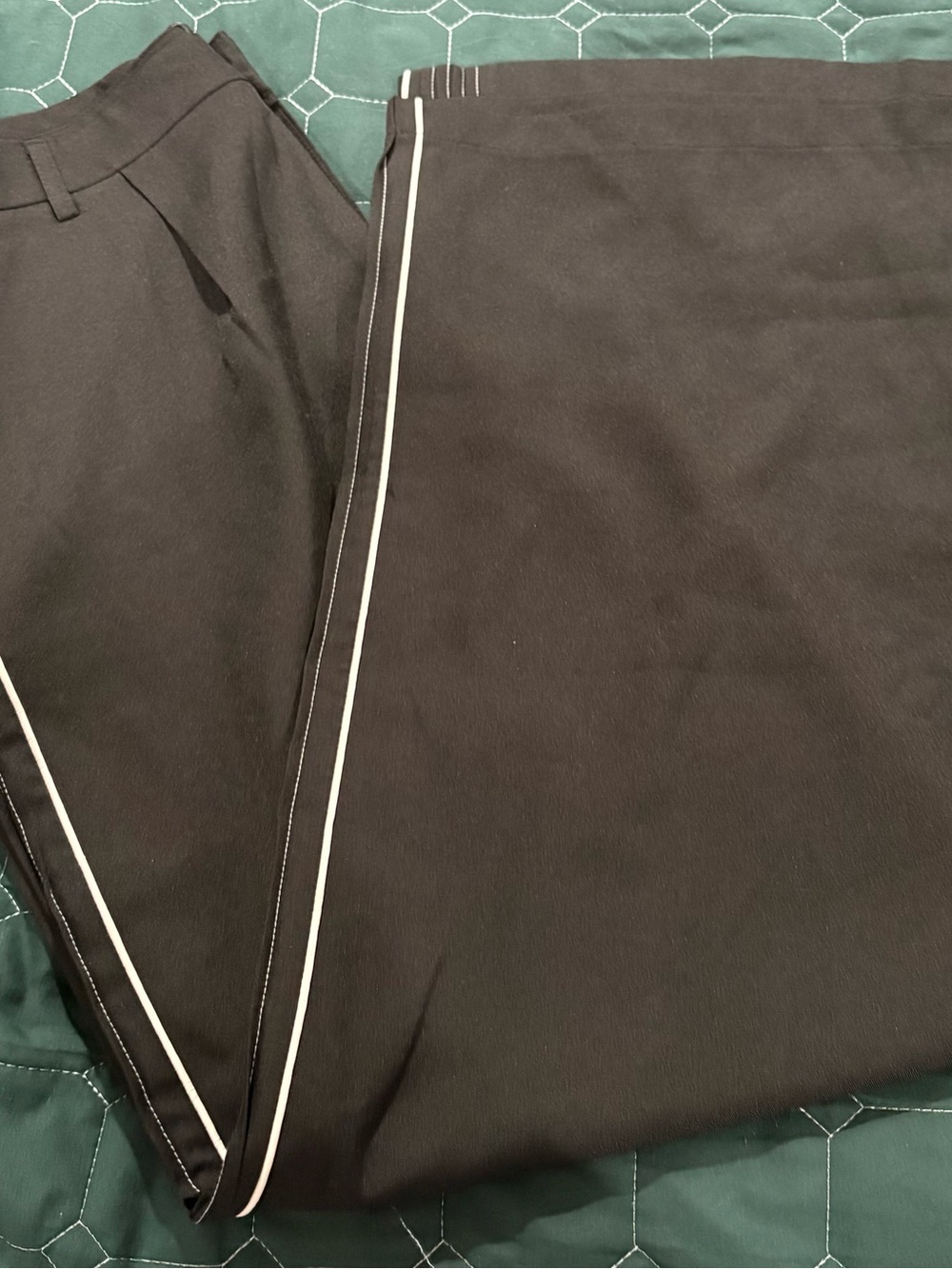 Fashion Nova Black Track Pants with White Side Piping